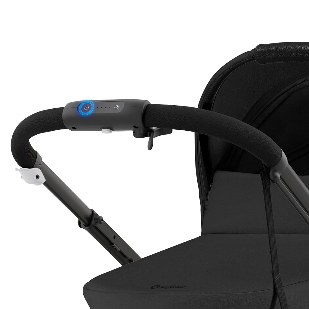 CYBEX Gold Kinderwagen e-GAZELLE S, Ab Geburt bis ca. 4 Jahre, Max. 22 kg (Single-Modus) / 2x 22 kg (Duo-Modus), All-in-1-System mit E-Antrieb und 20+ Konfigurationen, Moon Black