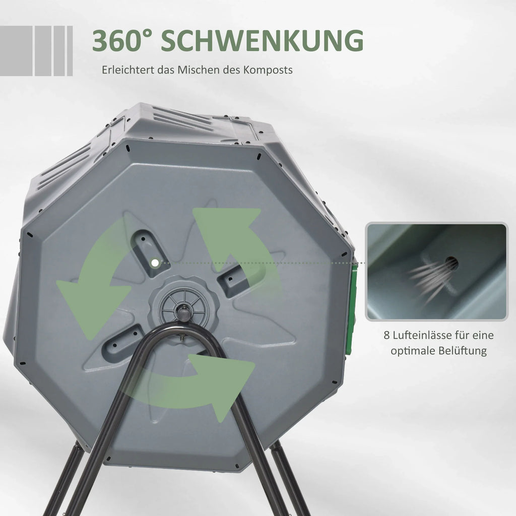 Outsunny Komposter Trommel 2 Kammern 360° drehbar