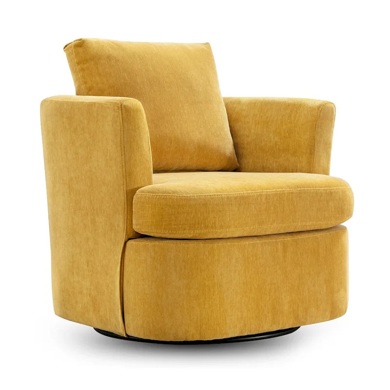 Modern Chenille Upholstered Swivel Accent Barrel Chair Set Modern Swivel Armchair for Living Room