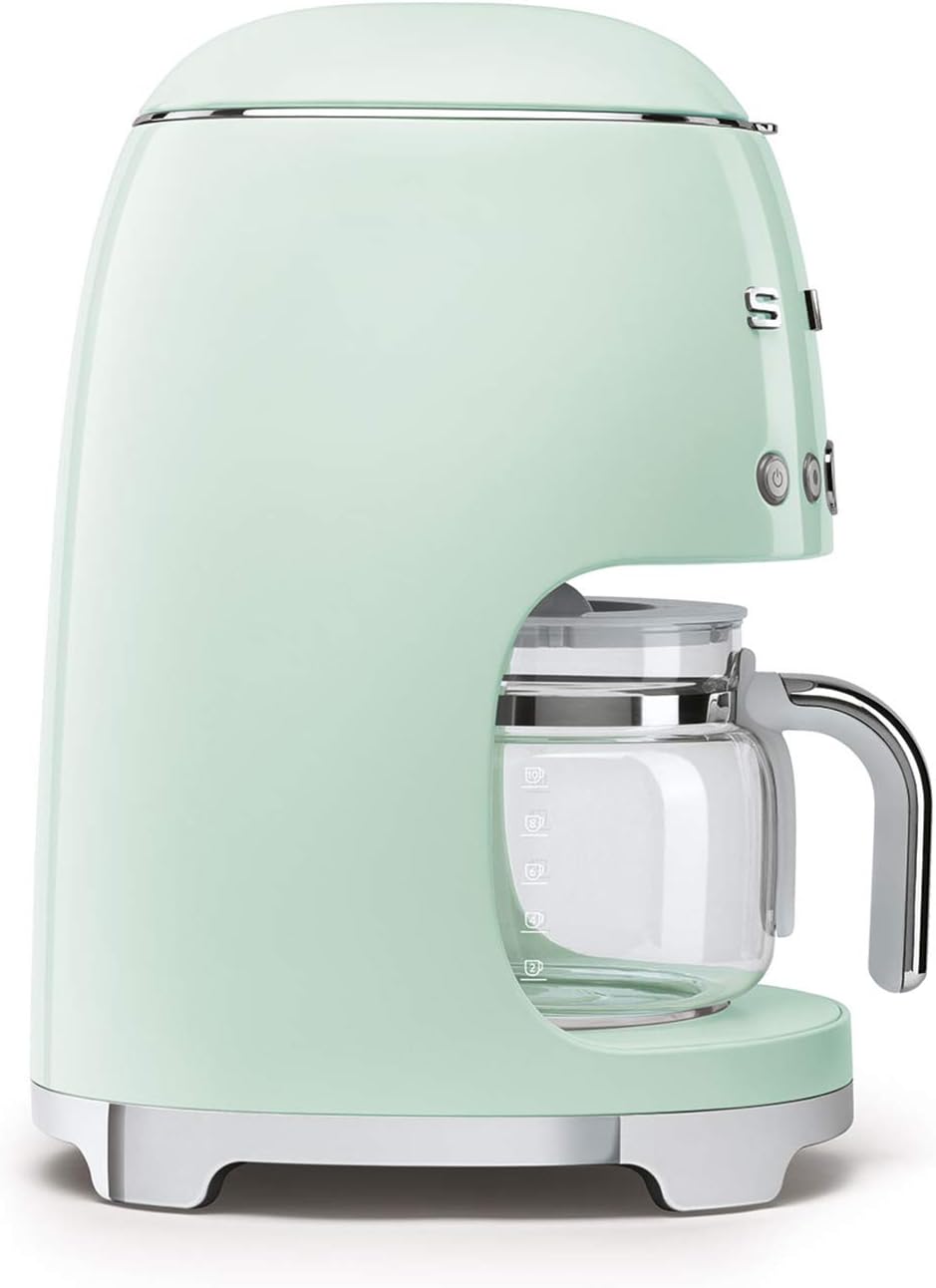 Smeg, DCF02BLMEU, Filter-Kaffeemaschine, Aroma und Autostart-Funktion, Glaskaraffe bis 12 Tassen, 2 Intensitätsniveaus, Warmhaltefunktion, 1050W, Mattschwarz
