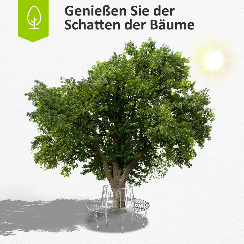 Outsunny Baumbank Rundbank 360° Design große Sitzfläche Metall