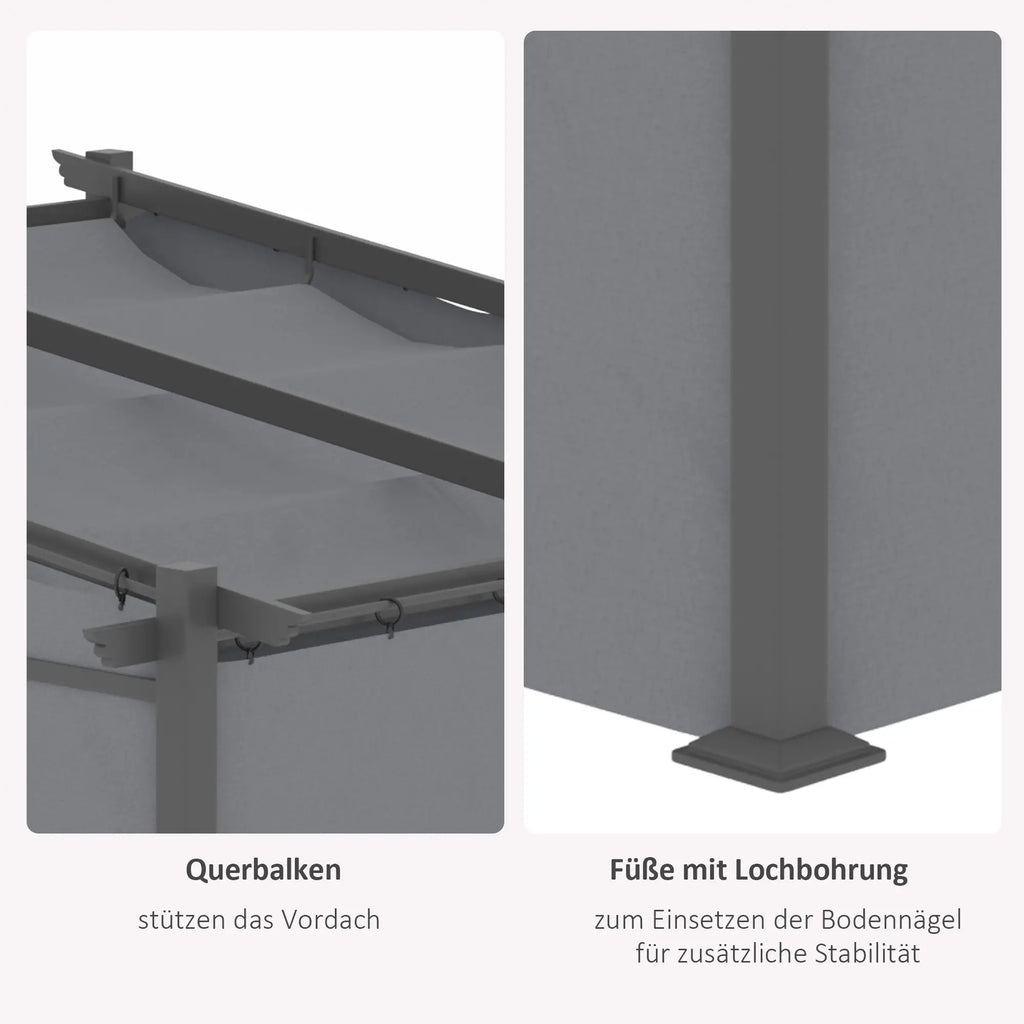 Outsunny Pergola mit ausziehbarem Dach Seilzugsystem