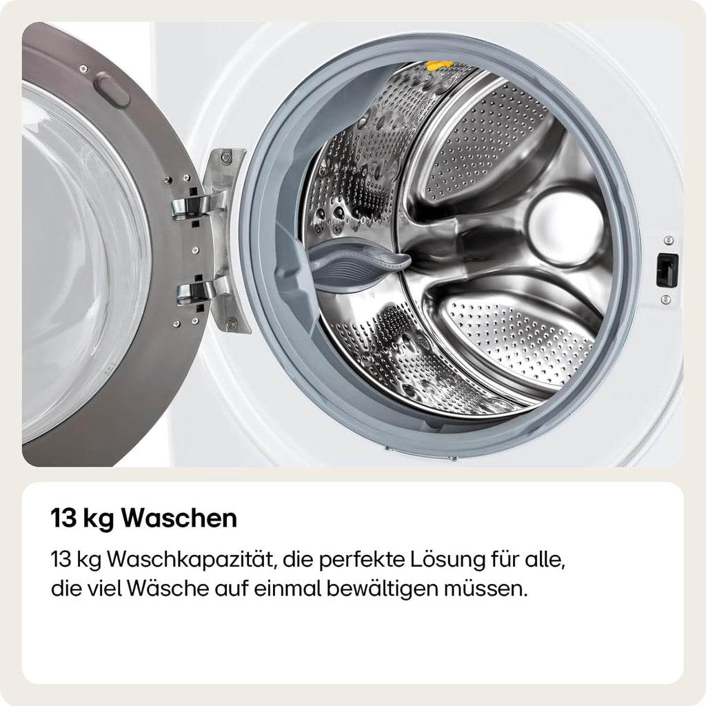 LG F4WV7080, Klasse A, Frontlader-Waschmaschine 8 kg, 1400 U/Min, AI Direct Drive, Wi-Fi, Tiefenreinigung mit Dampf, Große Kapazität, TRIPLE A, Außentür aus Sicherheitsglas, 62 x 60 x 85 cm ꟷ Weiß