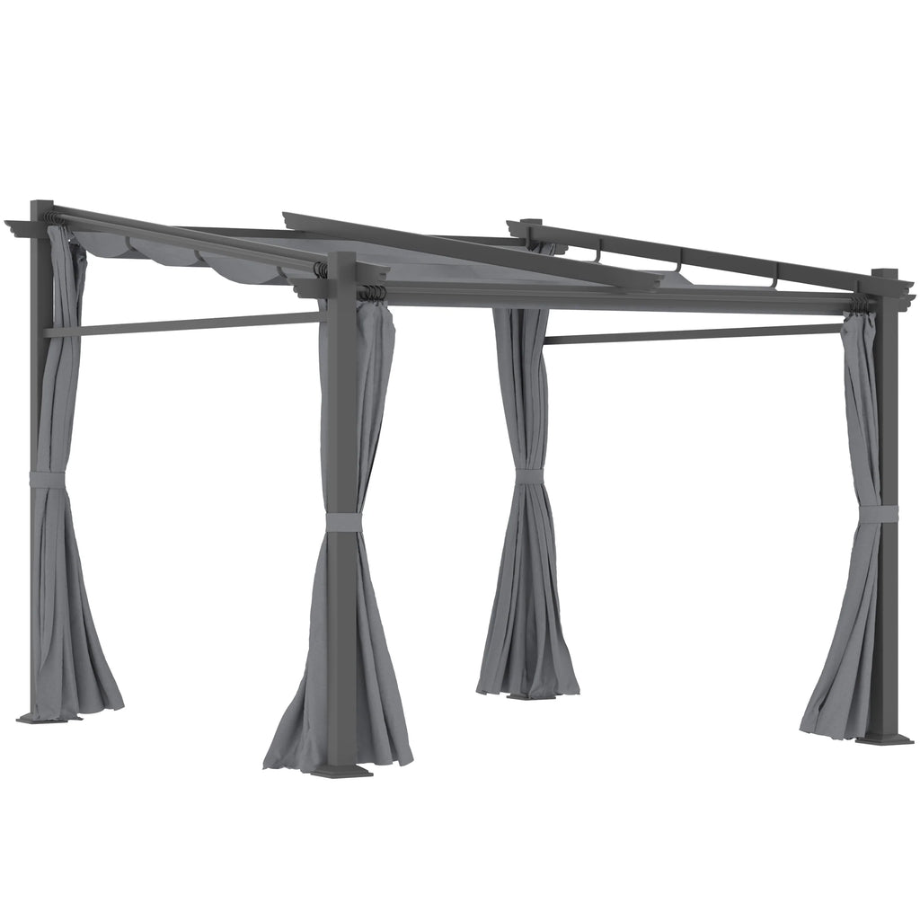 Outsunny Pergola mit ausziehbarem Dach Seilzugsystem