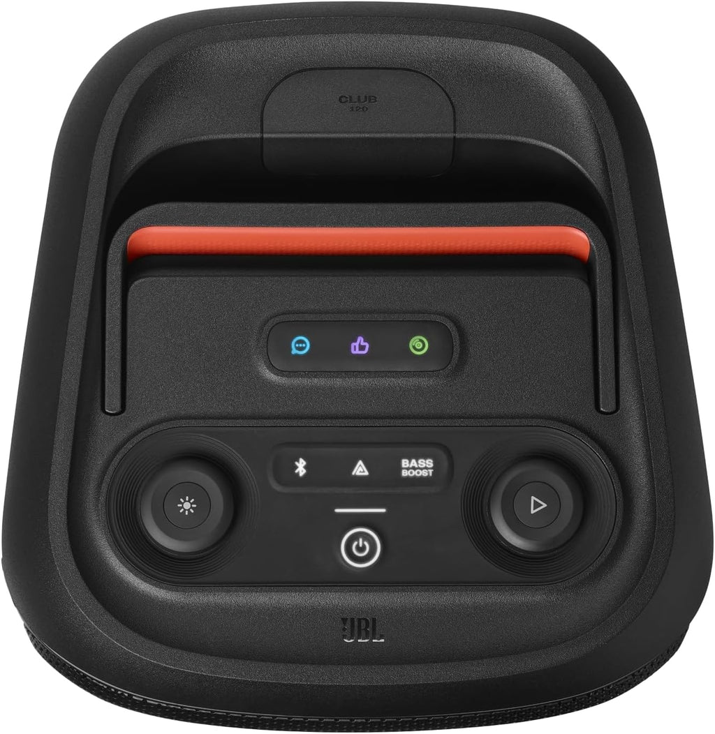JBL Partybox Stage 120 in Schwarz – Tragbare Bluetooth-Lautsprecher-Box mit JBL Pro Sound, Lichtshow, KI-Sound-Boost und Teleskopgriff – 12 h Laufzeit