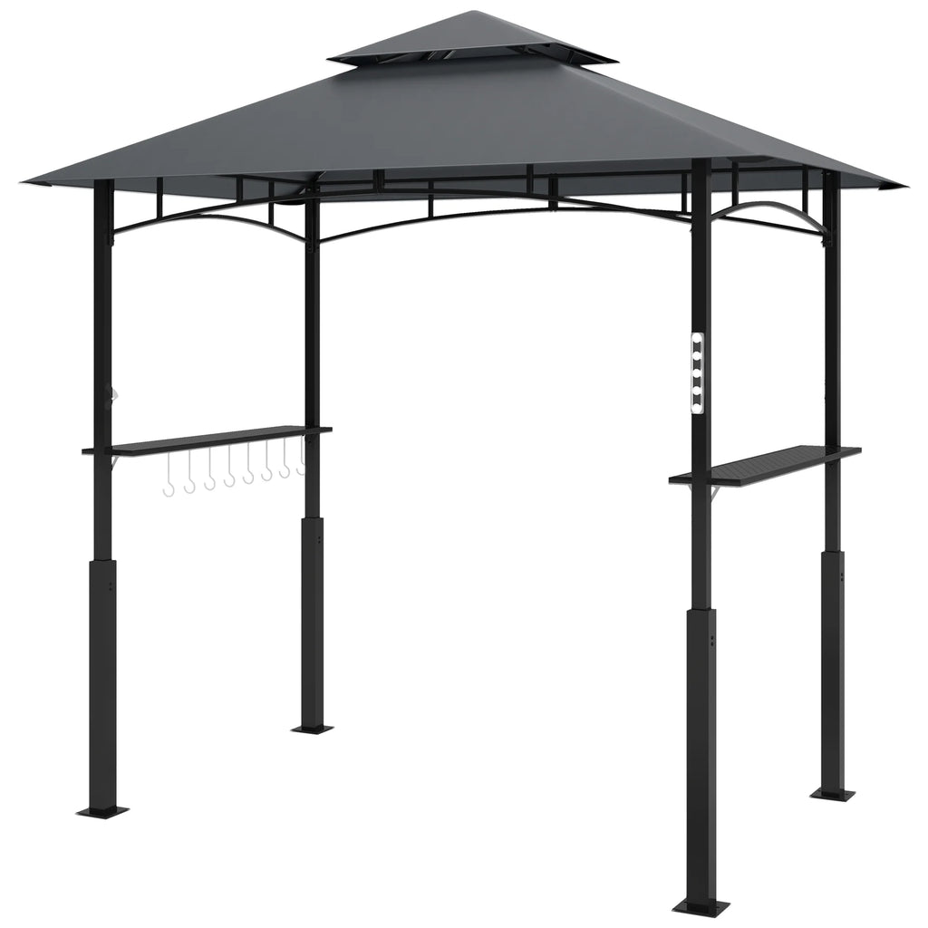 Outsunny Grillpavillon doppelschichtiges Vordach LED-Licht