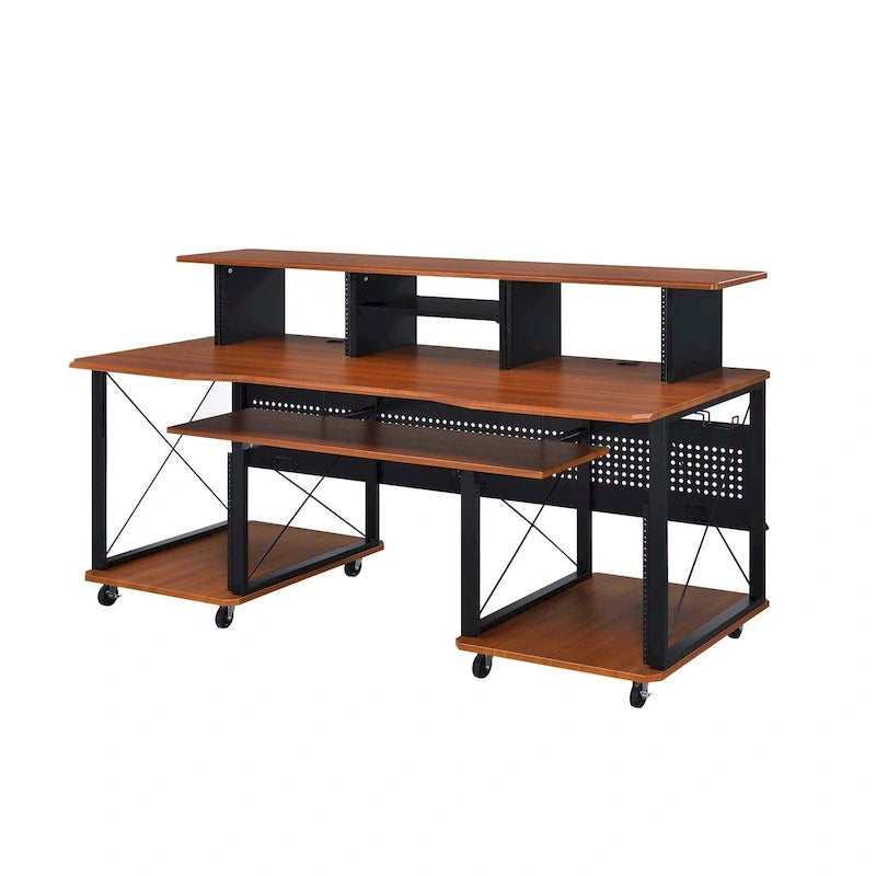 Rectangular Music Desk with 8 Wheels and 1 Keyboard Tray