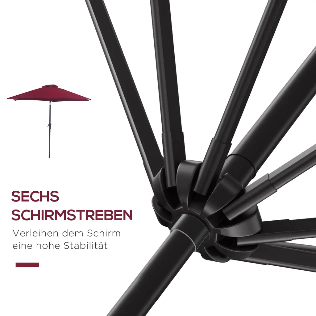 Outsunny Sonnenschirm Kippfunktion Handkurbel Aluminium Rot