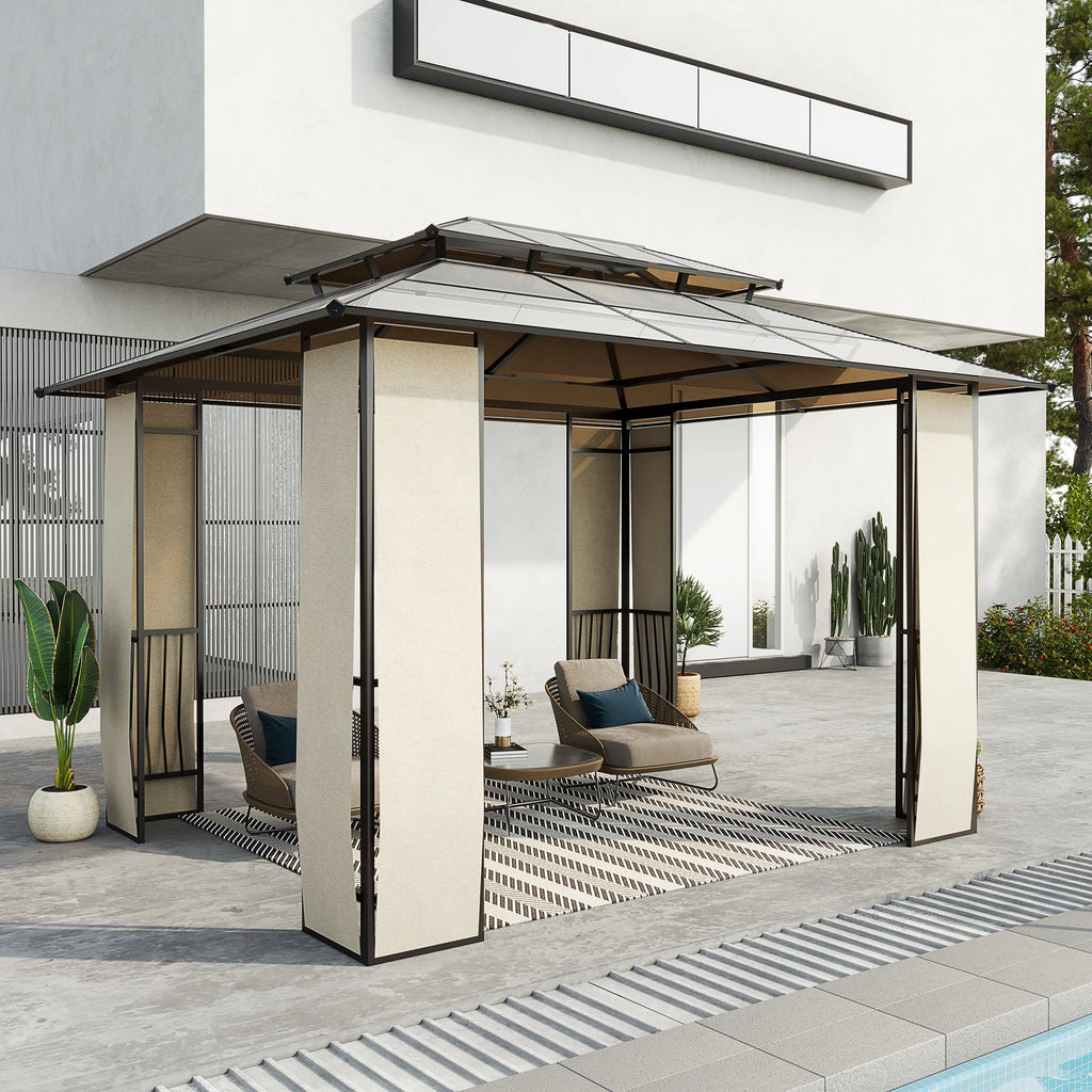 Outsunny Gartenpavillon Polycarbonat-Dach UV-Schutz Outdoor