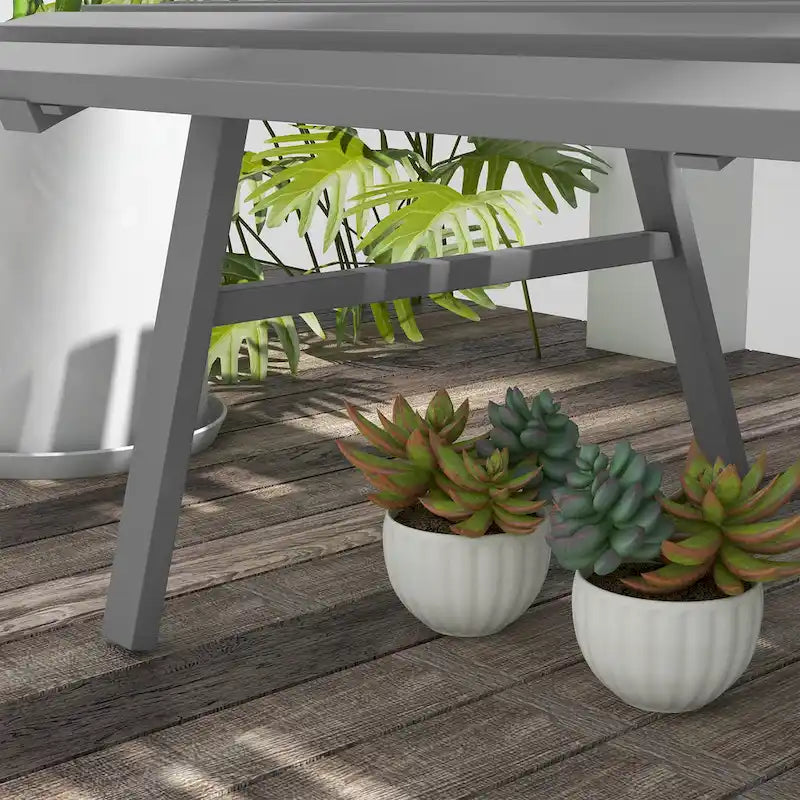 Outsunny 48.5 Garden Bench, Outdoor Patio Bench, Lightweight Aluminum Park Bench with Slatted Seat