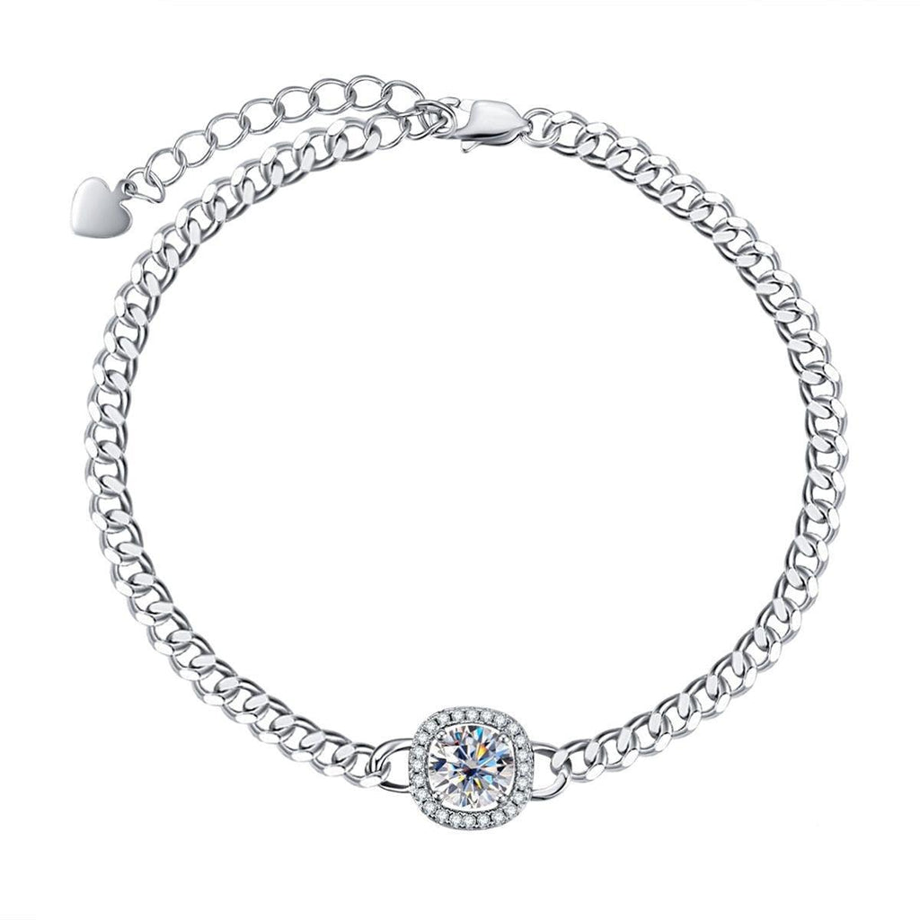 Cushion Cuban Silver Bracelet