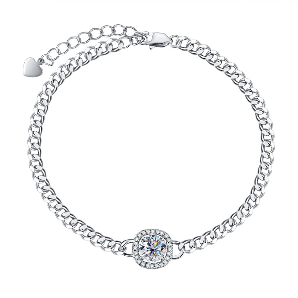 Cushion Cuban Silver Bracelet