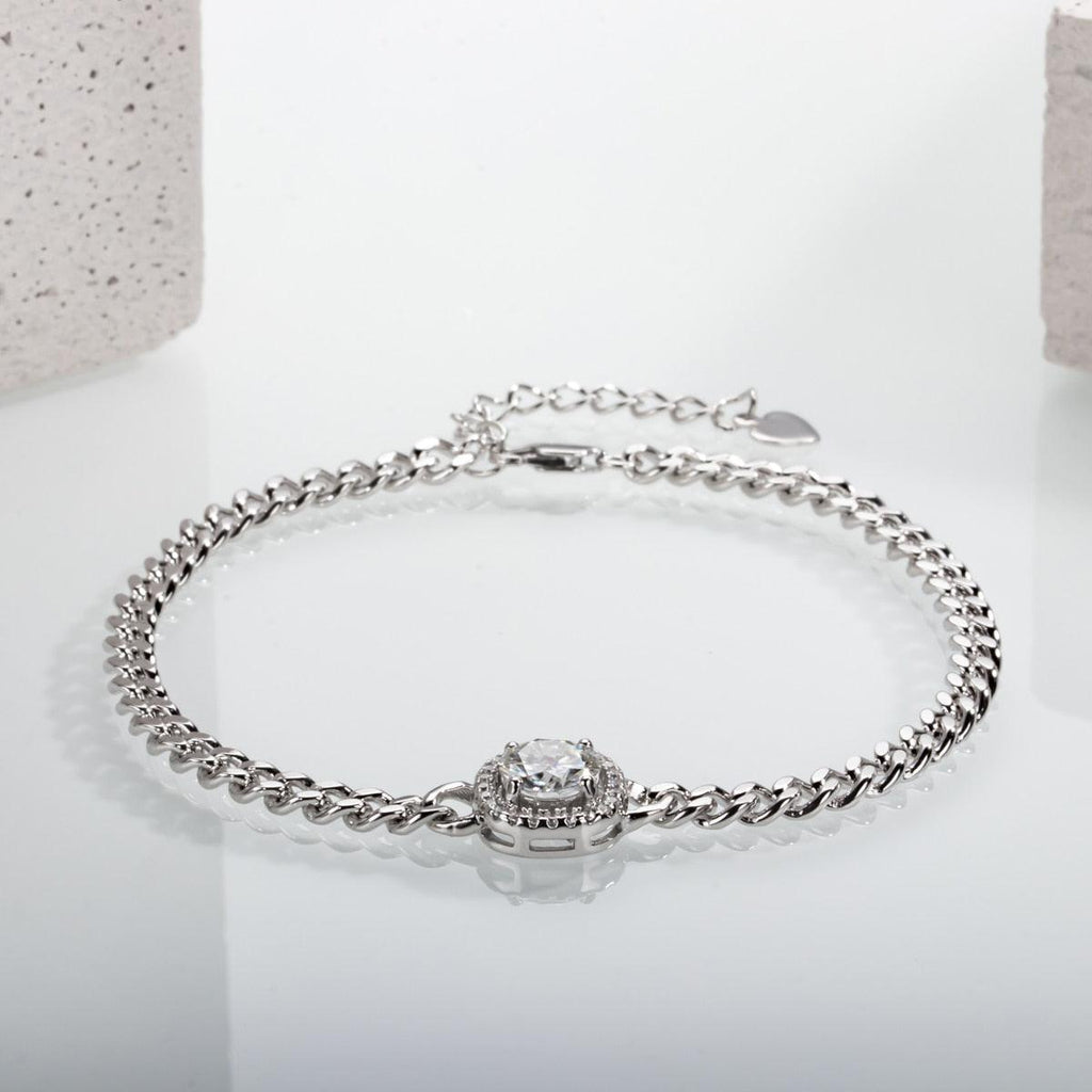 Cushion Cuban Silver Bracelet