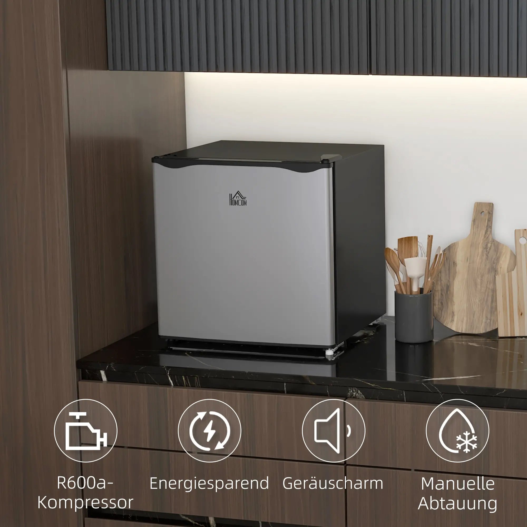 HOMCOM Mini-Gefrierschrank 35 L Silber – kompakt & effizient