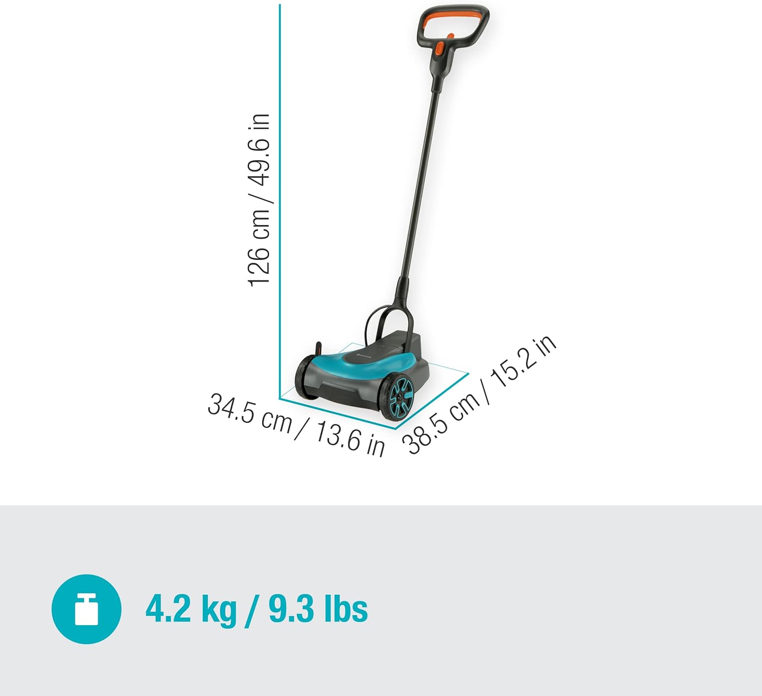 Gardena Akku-Rasenmäher HandyMower 22/18V P4A Ready-To-Use Set: Handrasenmäher, für Rasenflächen bis zu 50 m², Schnitthöhenverstellbar, inkl. 18V P4A Akku (14620-20)