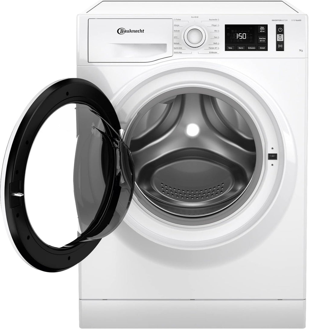 Bauknecht W Active 711 B Waschmaschine-Frontlader/ 7kg/ 1400 U/min/Kraftvolle Fleckentfernung/Dampf Programme/Steam Hygiene mit Antivirus/Steam Refresh/Stopp&Add Funktion/Dynamic Inverter-Motor