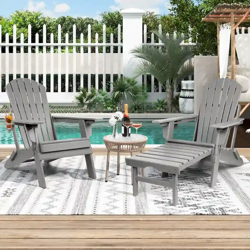 Vrakae Folding and Adjustable Adirondack Chair with Ottoman