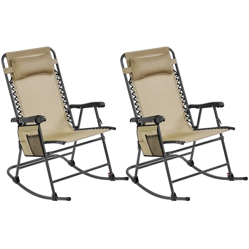 Yaheetech 2pcs 26in Rocking Chair Foldable Outdoor Lounge Chair