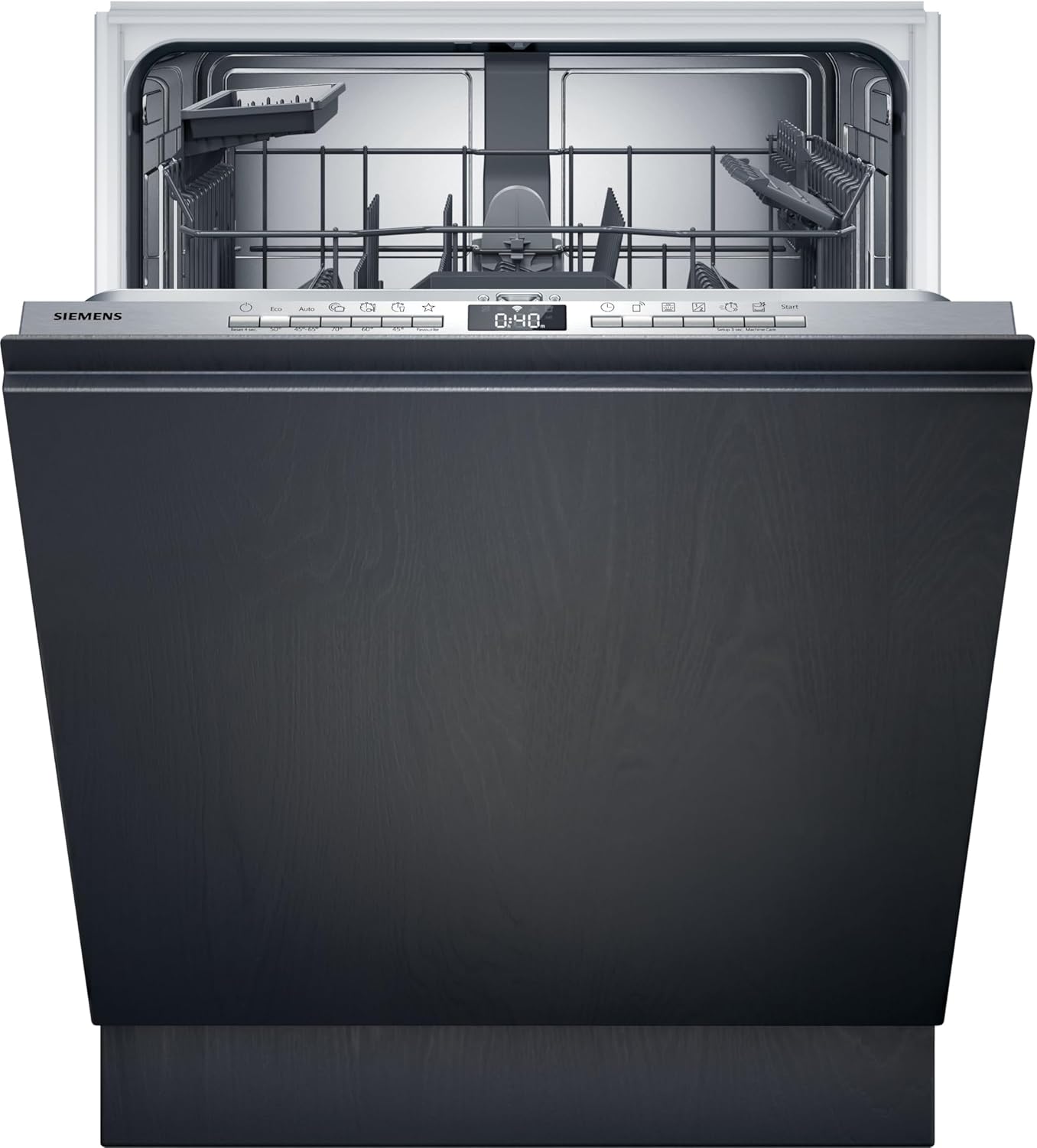 Siemens SN43ES14VE, iQ300 Smarter Geschirrspüler, Unterbau-Spülmaschine mit Besteckschublade, 60 cm, automatische Türöffnung dank autoOpen dry, besonders leise mit iQdrive-Motor, aquaStop, Edelstahl