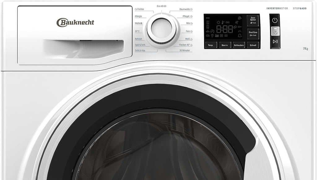 Bauknecht W Active 711 B Waschmaschine-Frontlader/ 7kg/ 1400 U/min/Kraftvolle Fleckentfernung/Dampf Programme/Steam Hygiene mit Antivirus/Steam Refresh/Stopp&Add Funktion/Dynamic Inverter-Motor
