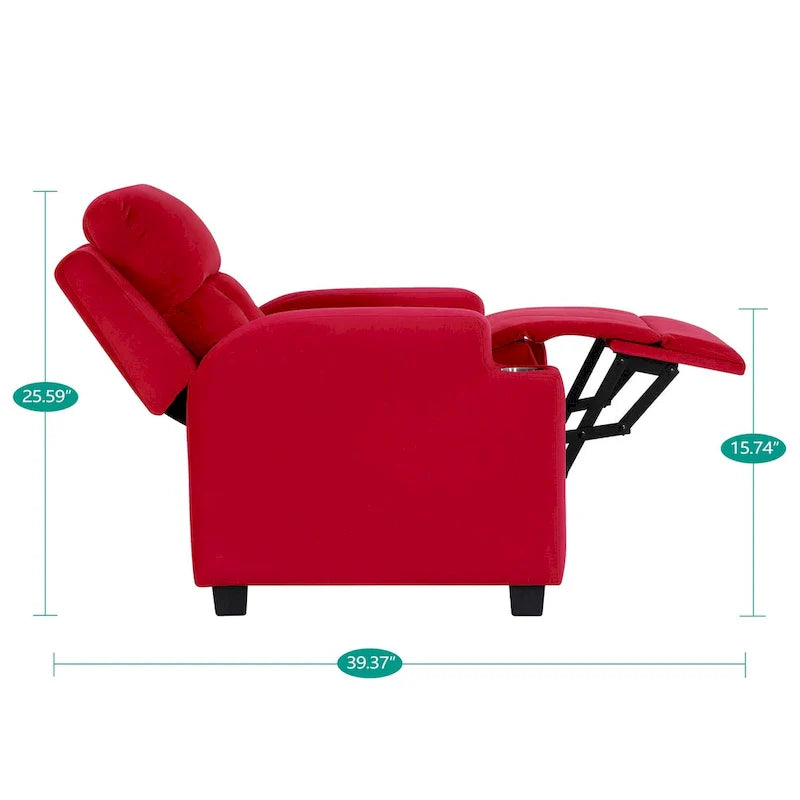 Deluxe Kids Recliner Chair with Footrest Headrest and 2 Cup Holders Microfiber Kids Recliner for Age 3+ Years