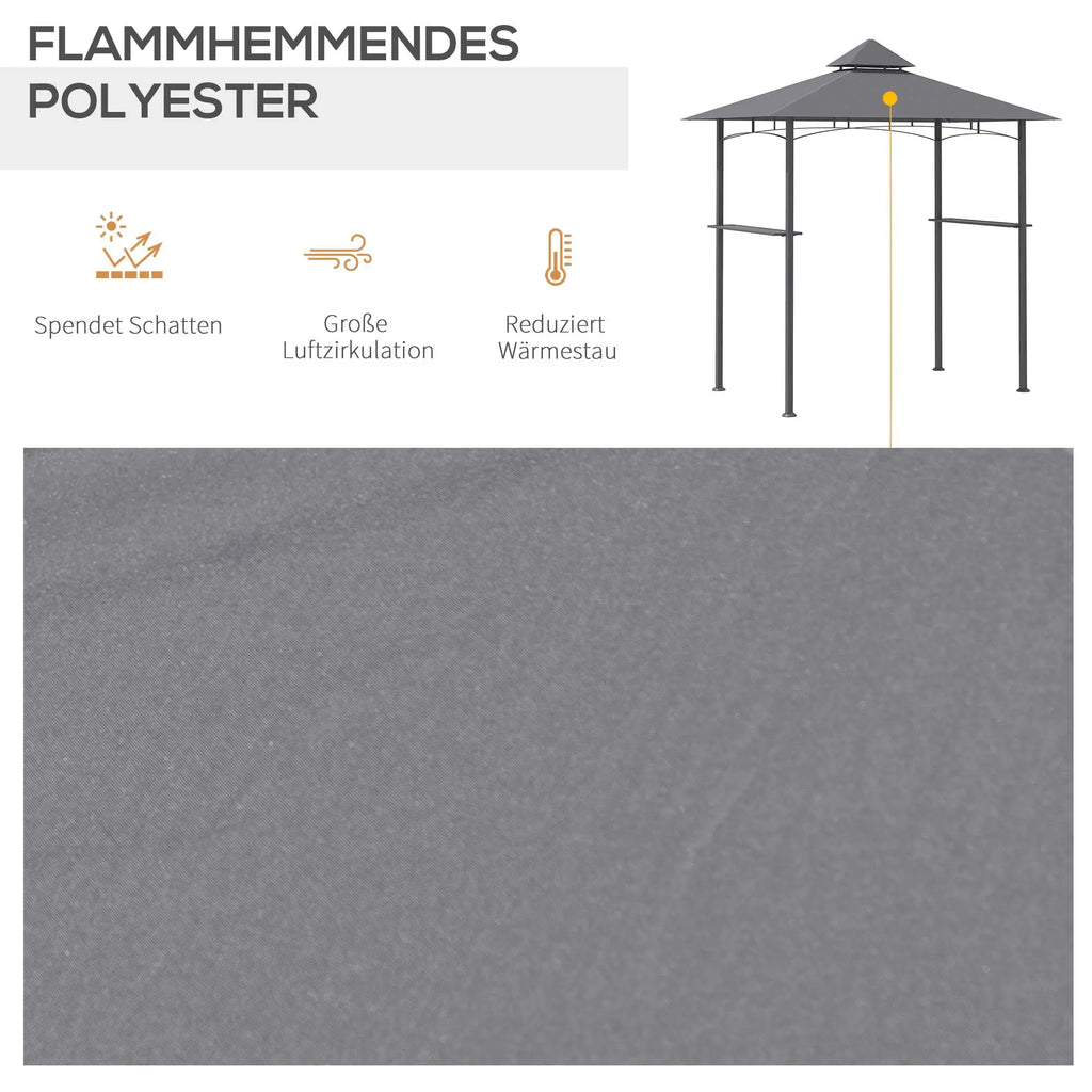 Outsunny Grillpavillon 245x148 cm mit Doppeldach Grau