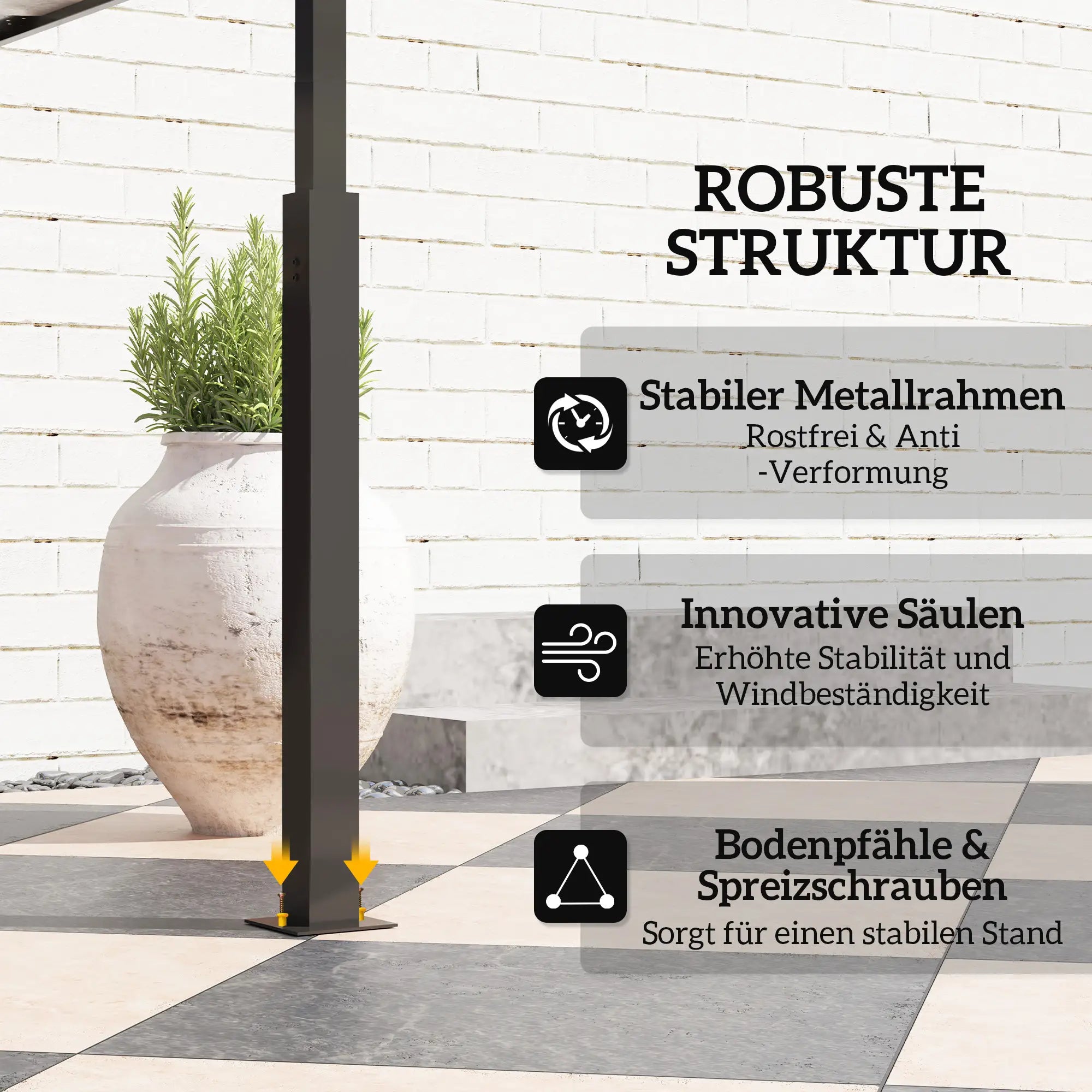 Outsunny Grillpavillon doppelschichtiges Vordach LED-Licht