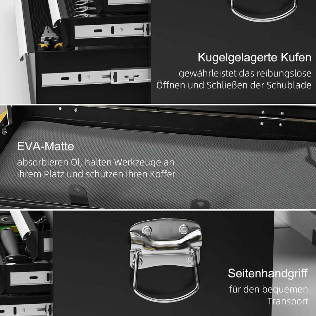 HOMCOM Werkzeugkasten 6 Schubladen abschließbar kugelgelagert