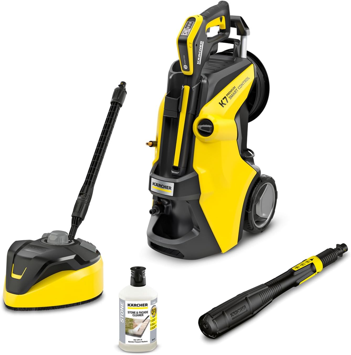 Kärcher Hochdruckreiniger K 7 Premium Power Home, Druck: 180 bar, Durchfluss: 600 l/h, Flächenleistung: 60 m²/h, Leistung: 3.000 W, Schlauchtrommel, mit Pistole, Dreckfräser, Strahlrohr