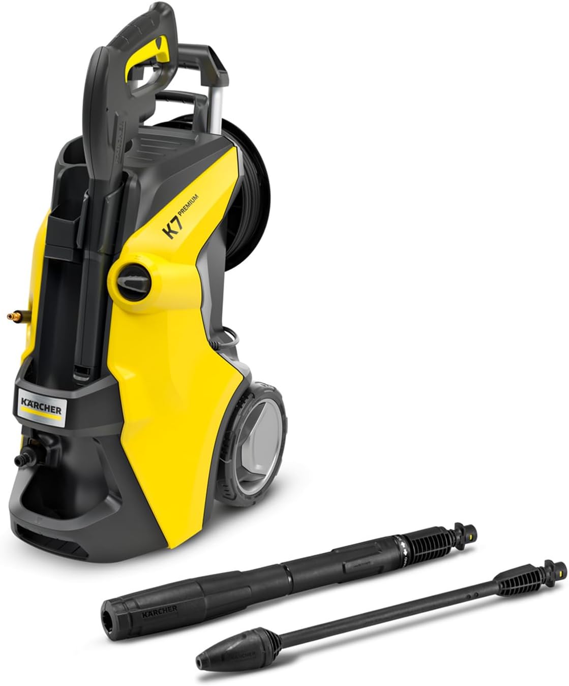 Kärcher Hochdruckreiniger K 7 Premium Power Home, Druck: 180 bar, Durchfluss: 600 l/h, Flächenleistung: 60 m²/h, Leistung: 3.000 W, Schlauchtrommel, mit Pistole, Dreckfräser, Strahlrohr