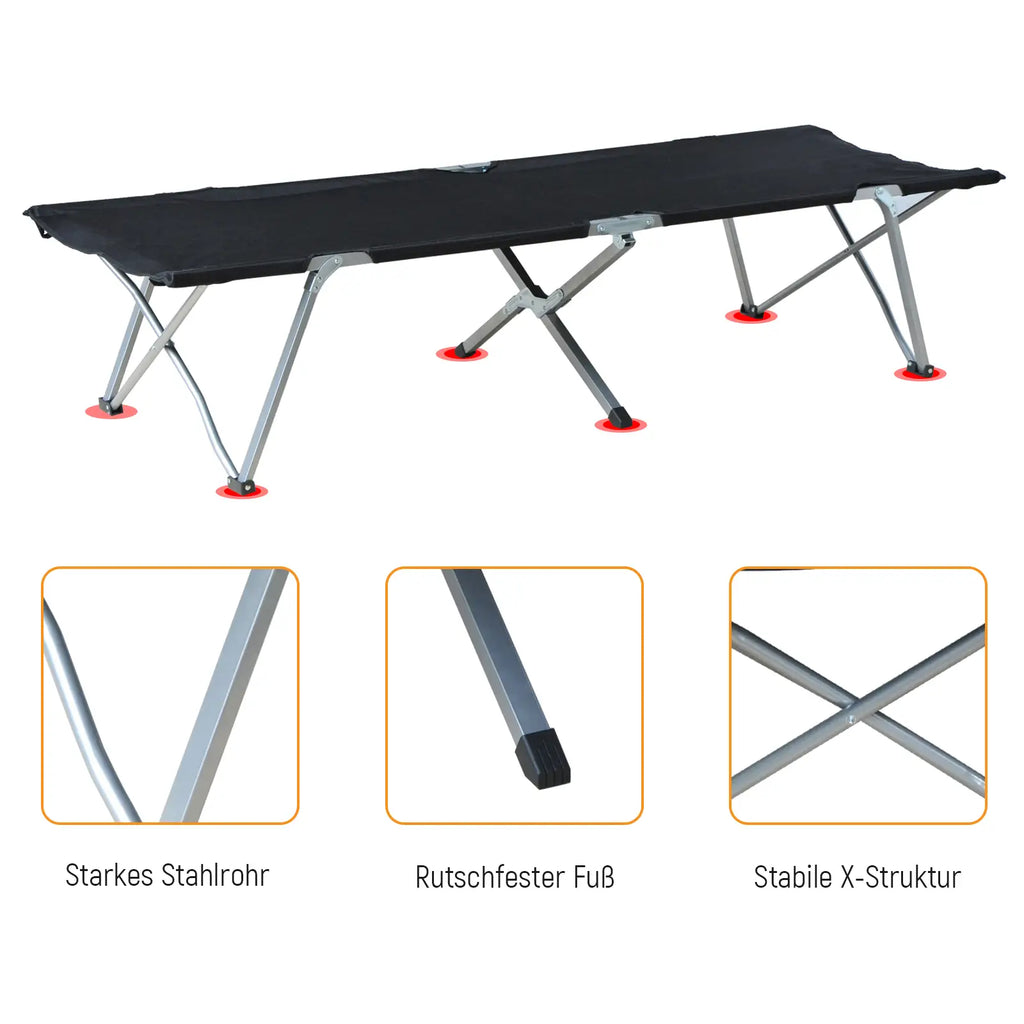 Outsunny Feldbett Campingliege klappbar mit Tragetasche Outdoor