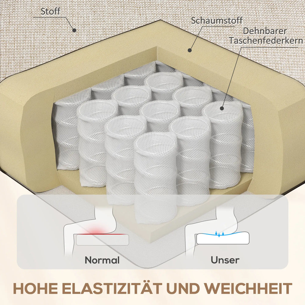 HOMCOM Fernsehsessel Liegesessel 160° verstellbar Taschenfederkern Beige