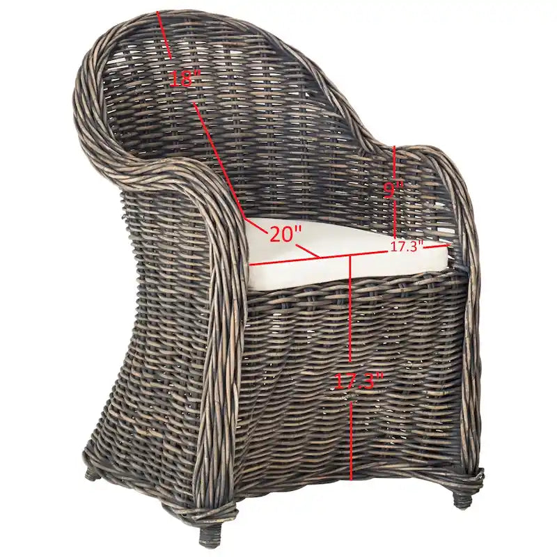 SAFAVIEH Sinja Yellow Rattan Club Chair - 24 x 26 x 35 - 24Wx26Dx35H