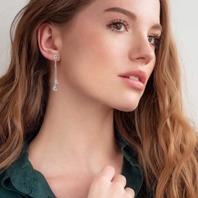 Long Tassel Dazzling Drop Earrings