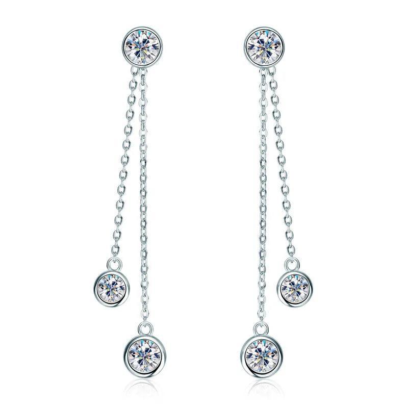 Long Tassel Dazzling Drop Earrings