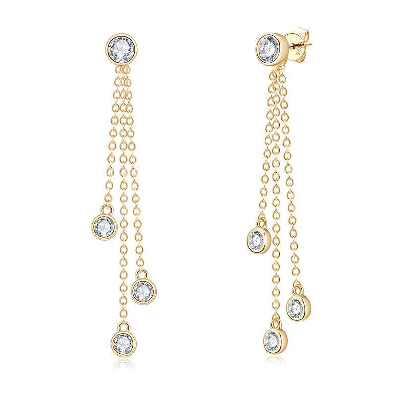 Long Tassel Dazzling Drop Earrings