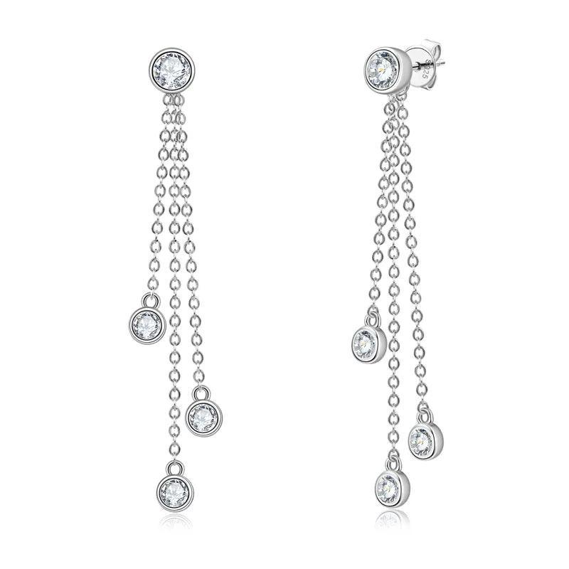 Long Tassel Dazzling Drop Earrings
