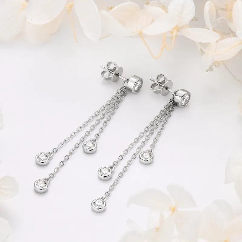 Long Tassel Dazzling Drop Earrings