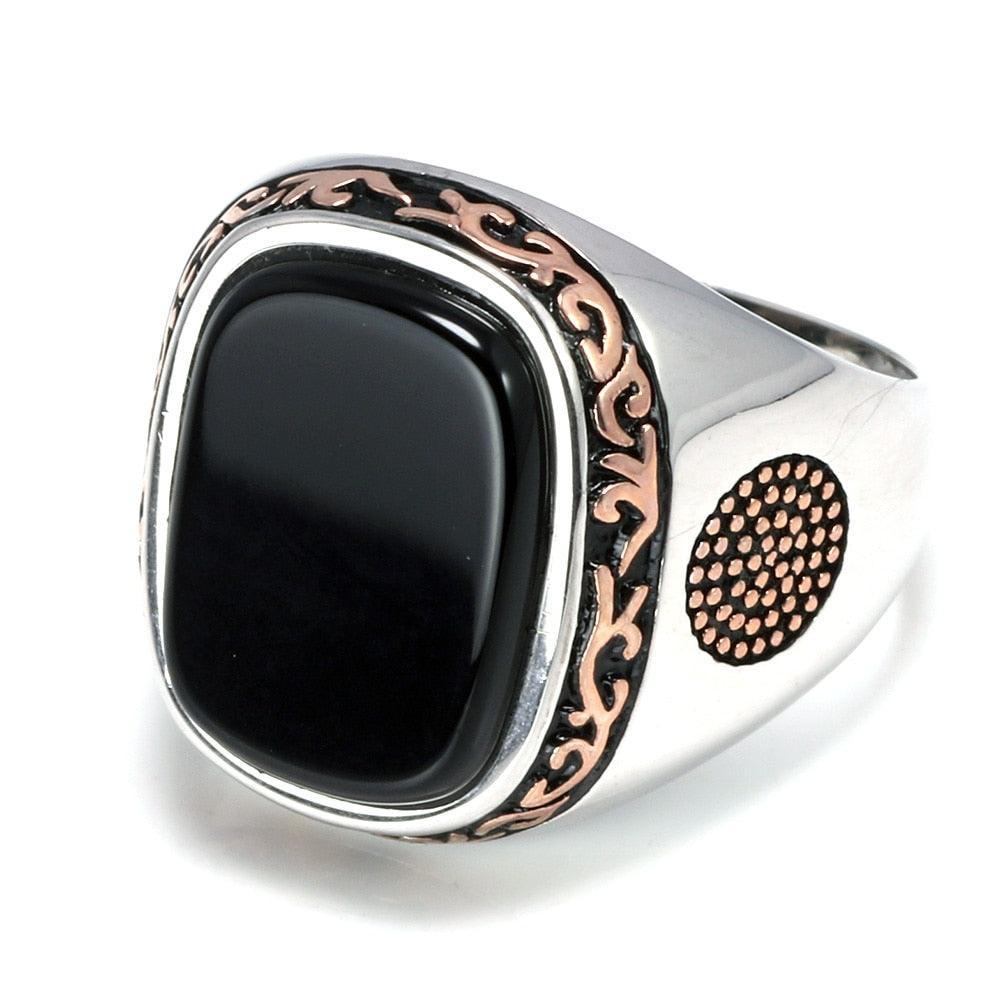 Men's Black Agate Vintage Ring