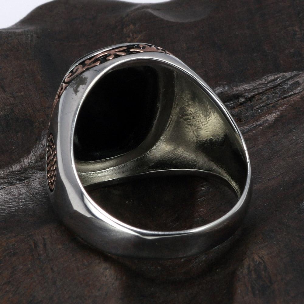 Men's Black Agate Vintage Ring