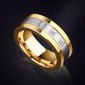 Men's Tungsten Triple Zirconia Ring