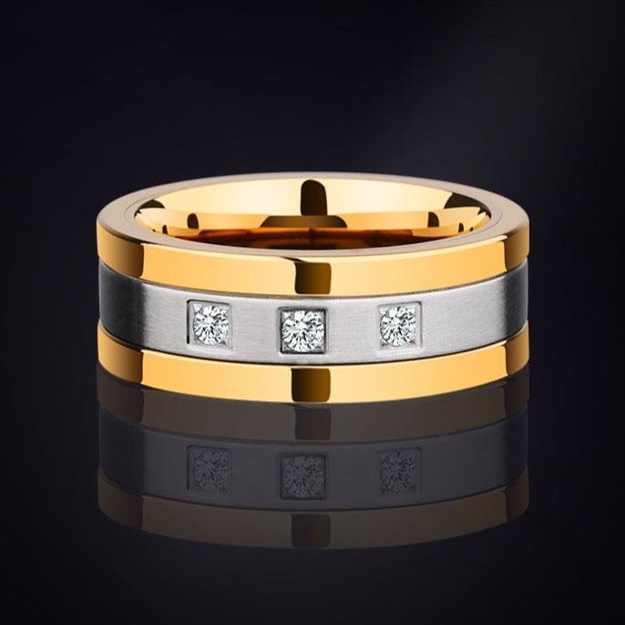 Men's Tungsten Triple Zirconia Ring