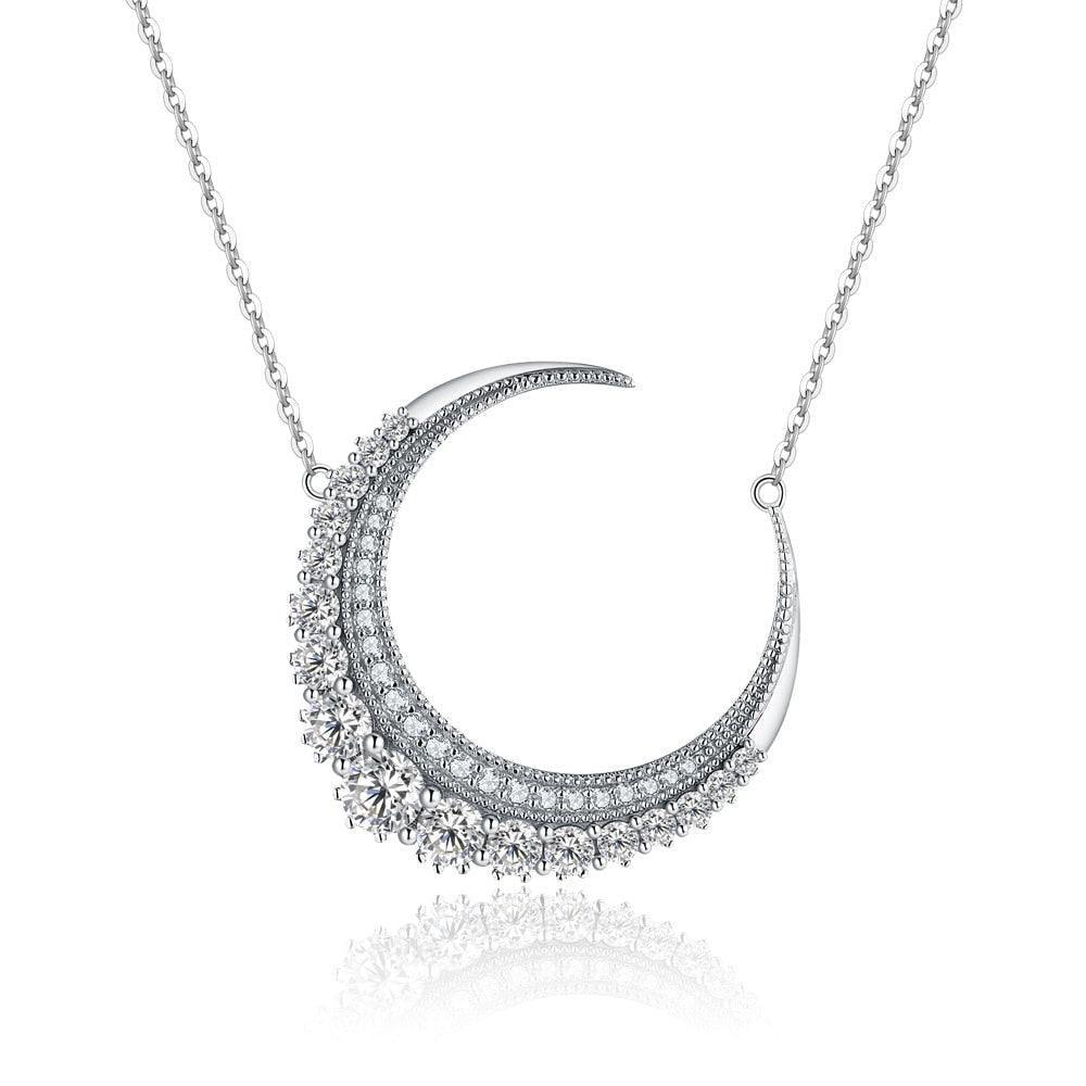 Moon Pendant Silver Necklace