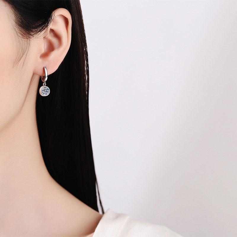 Round Pendant Drop Earrings