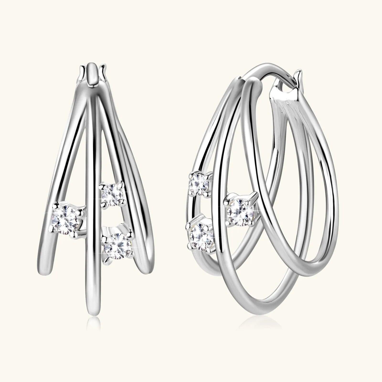 Split Three Hoop Earrings