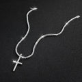 Tennis Necklace with Cross Pendant