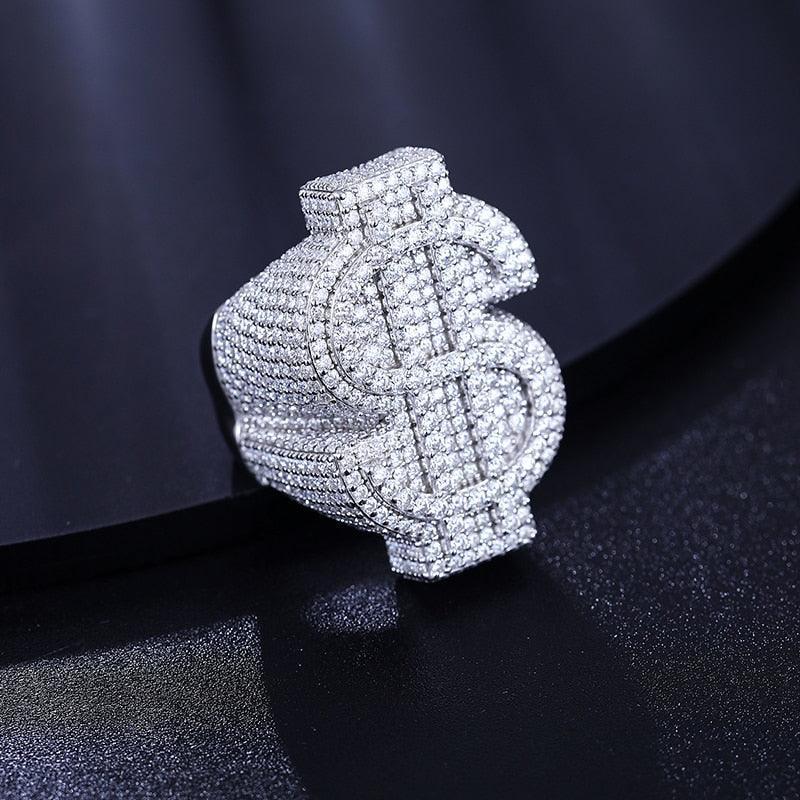 Trendy Iced Dollar Ring