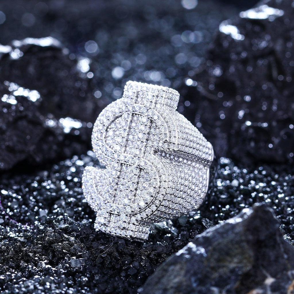 Trendy Iced Dollar Ring