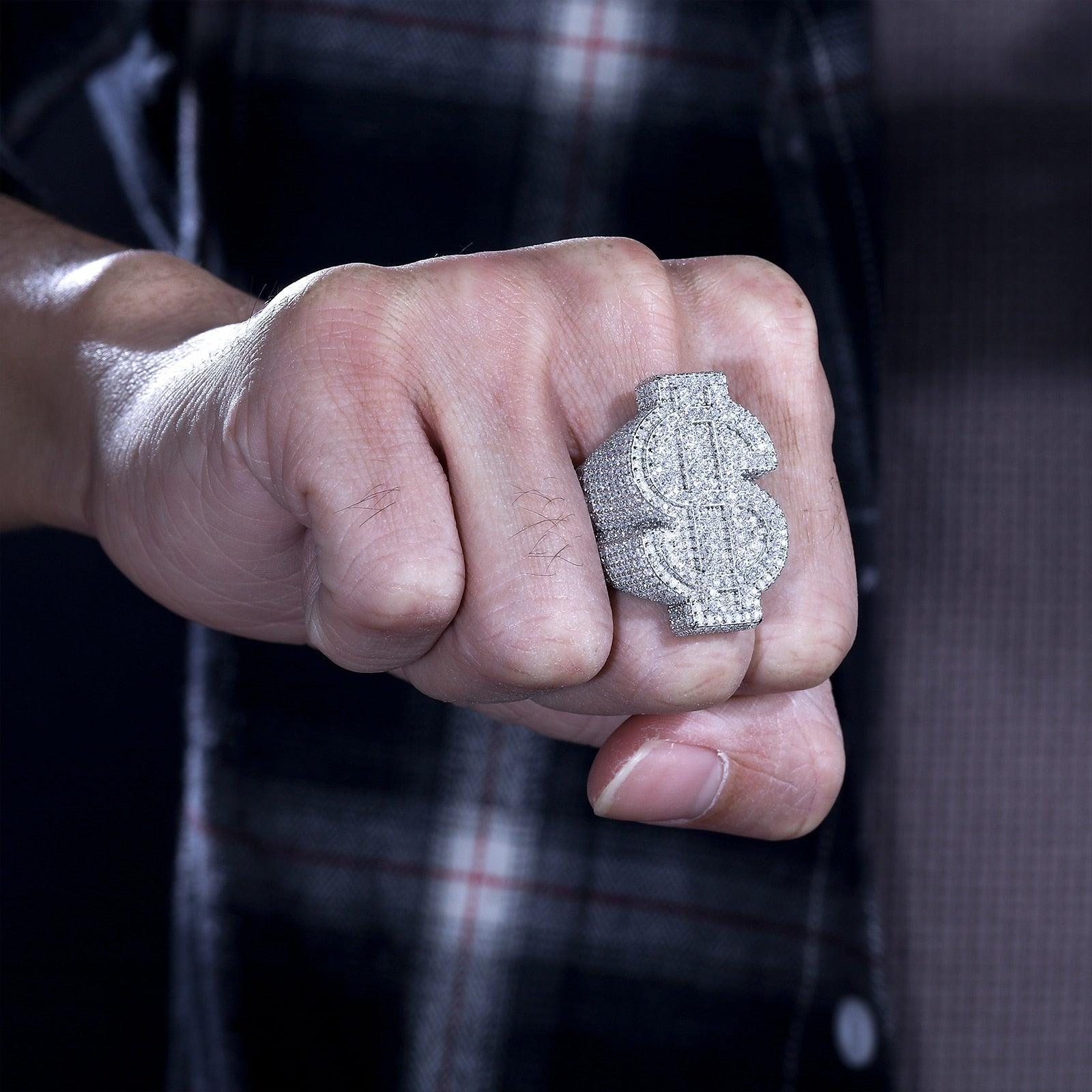 Trendy Iced Dollar Ring
