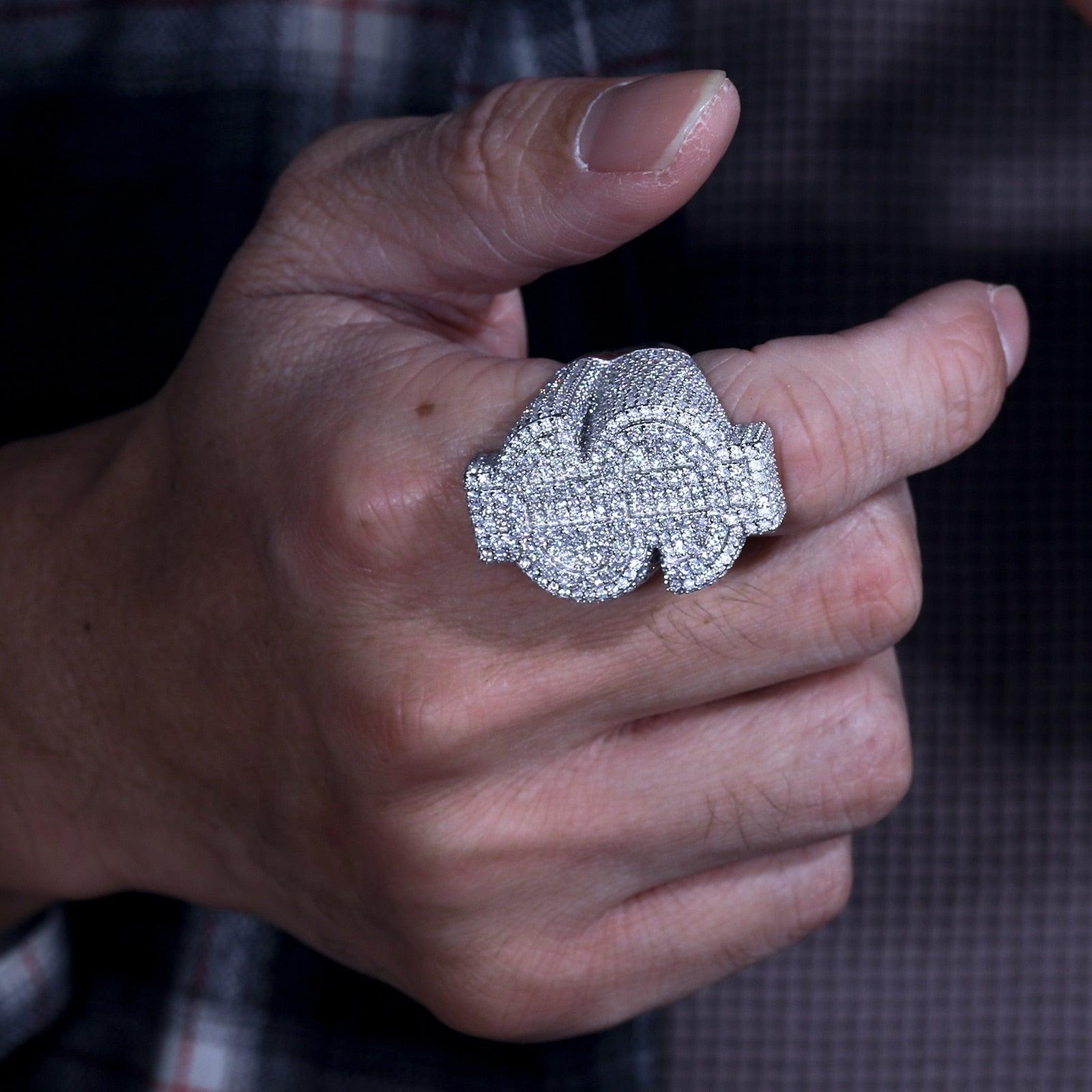 Trendy Iced Dollar Ring